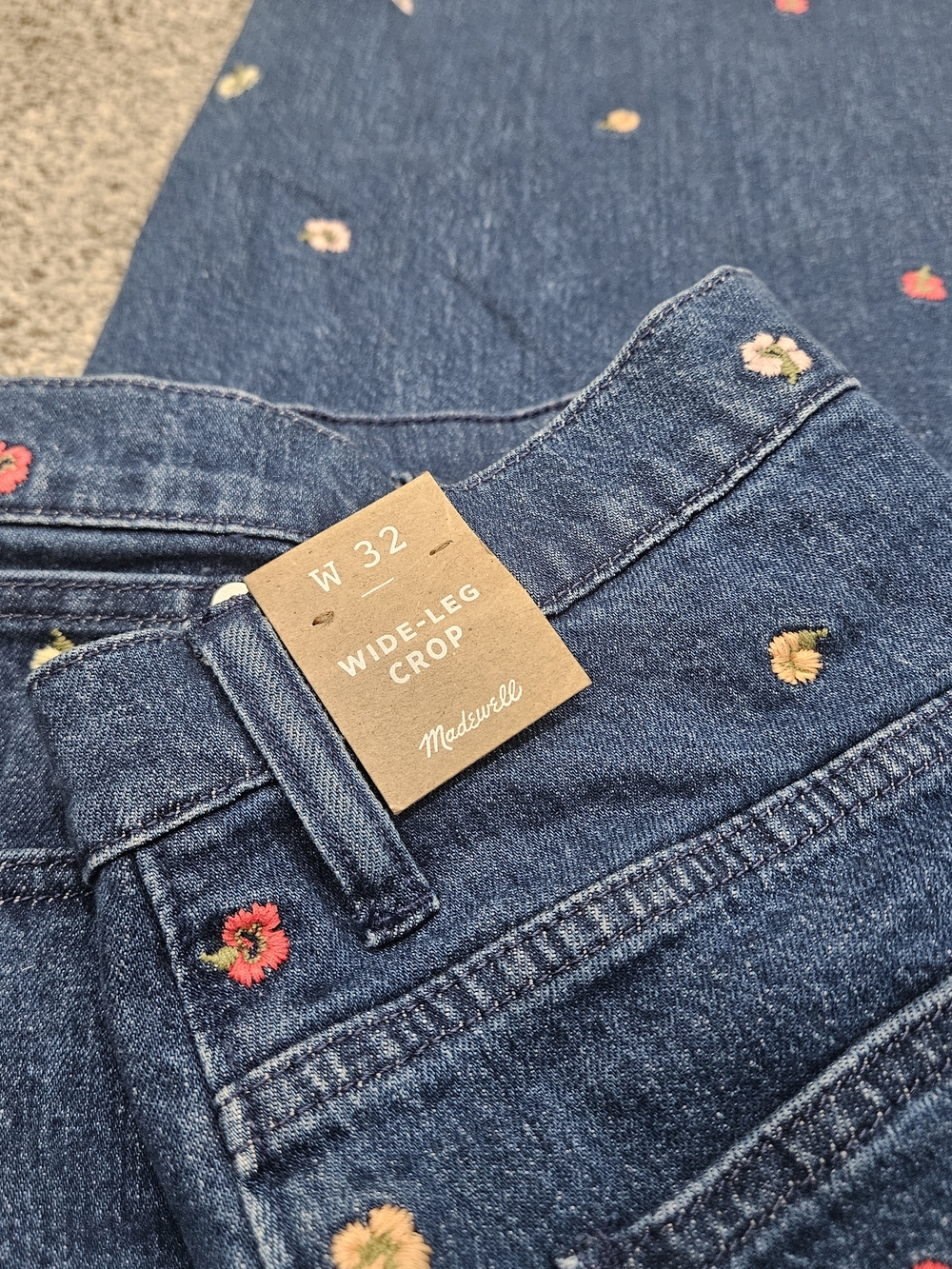 Madewell Blue Embroidered Wide-Leg Crop Jeans NWT